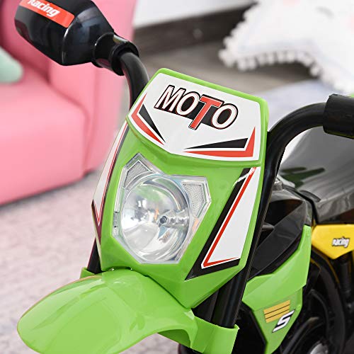 HOMCOM Moto Correpasillos Infantil para Niños de +18 Meses con Apariencia de Moto de Montaña con 3 Ruedas con Luces y Sonido Pedales Diseño Único 71x40x51 cm Verde