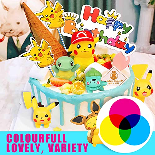 HONGECB Juego de Figuras de Poké, Pokémon Mini figuras para fiesta de cumpleaños Cupcake decorativas, Pikachu Battle Figures Cake Topper Tarta de Cumpleaños Decoración Juguete, Fiesta Temática Regalo