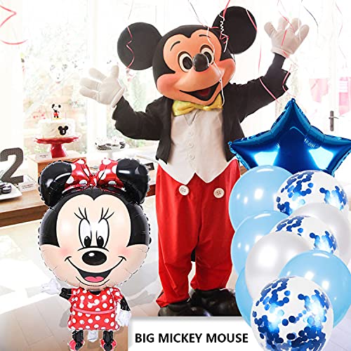 HONGECB Mickey Mouse Themed Decoraciones de Fiesta, Minnie Globos, Mickey Party Globos, Artículos de Fiesta de Mickey y Minnie, Globos de Confeti de Latex, Banner de feliz cumpleaños, 22 Piezas