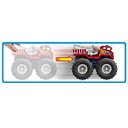 Hot Wheels Monster Trucks Twisted Tredz 5 Alarm Coche de juguete, regalo para niños +3 años (Mattel GVK41)