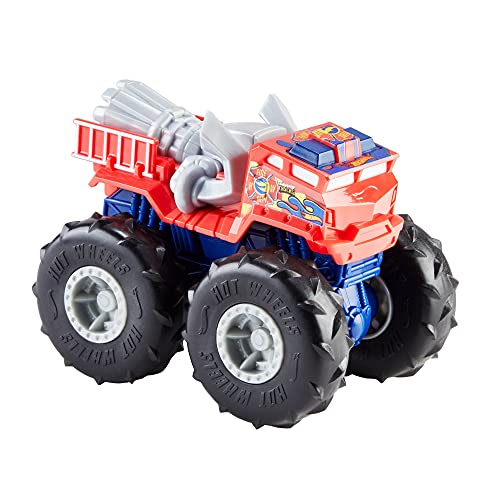 Hot Wheels Monster Trucks Twisted Tredz 5 Alarm Coche de juguete, regalo para niños +3 años (Mattel GVK41)