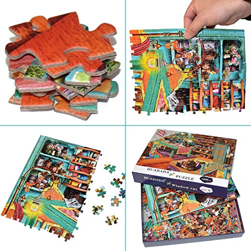 HUADADA Puzle de 1000 piezas, puzle para adultos, impossible rompecabezas, juego de habilidad para toda la familia, puzzle colorido Cosy Retreat Windowsill Cat, puzzle para adultos.