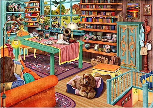 HUADADA Puzle de 1000 piezas, puzle para adultos, impossible rompecabezas, juego de habilidad para toda la familia, puzzle colorido Cosy Retreat Windowsill Cat, puzzle para adultos.