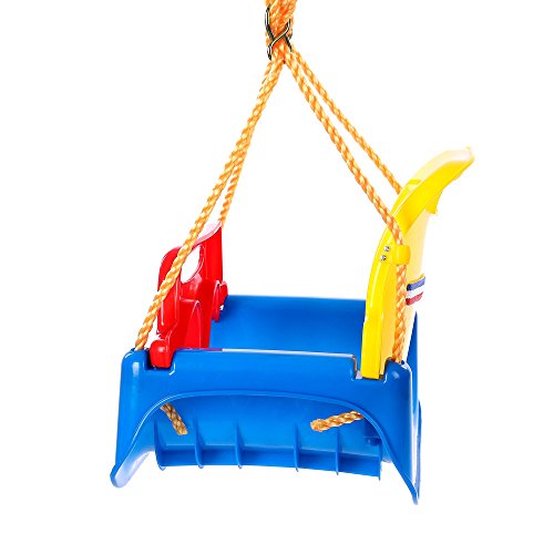 Huike Columpio infantil 3 en 1, asiento para bebé, ajustable, columpio de jardín para bebés y niños, con respaldo y cinturón de seguridad, columpio libre con cuerda de altura regulable