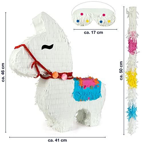 ILP Piñata Cumpleaños de Llama para Rellenar - Piñatas de Cumpleaños Niño - Piñatas para Rellenar - Piñatas Infantiles con Palo y Máscara - 40 x 10 x 46 cm