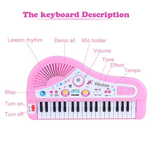 Infantil Electrónicos Teclado Piano con Micrófono 37 Llave Instrumento Juguete Bebé Regalo Entrega, color Aleatoria Azul Rosa