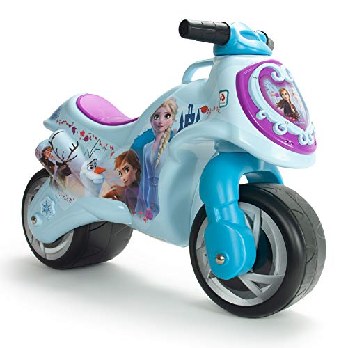 INJUSA - Moto Correpasillos Neox Frozen Azul con Decoración Permanente y Asa para Transporte, Recomendada a Niños +18 Meses