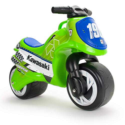 INJUSA - Moto Correpasillos Neox Kawasaki Verde con Ruedas Anchas y Asa de Transporte Recomendada a Niños +18 Meses