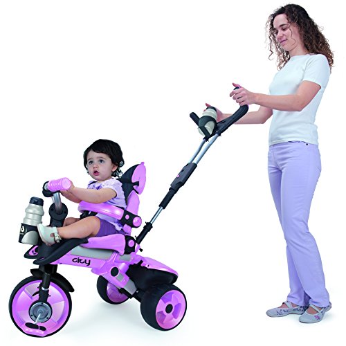 INJUSA - Triciclo City para bebés de 8 Meses, con Control Parental Desde el Mango y Ruedas con Banda de Goma, Rosa (3262)