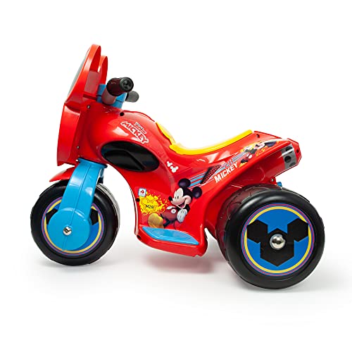 INJUSA - Trimoto Samurai Mickey Mouse 6V Roja con Pedal Acelerador y Decoración Permanente Recomendada a Niños +12 Meses