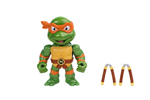 Jada - Figura Michelangelo de Tortugas Ninja, Articulada, 10 cm, Realizada en Metal Fundido a Presión, 100% Licencia Oficial, Coleccionismo, para Niños a Partir de 8 Años y Adultos