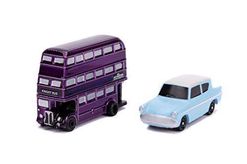 Jada Toys 253181002 Harry Potter 2 Nano Coche Coleccionable de Die-Cast, 959 Ford Anglia Knight Bus, Juego de 4 cm, a Partir de 8 años