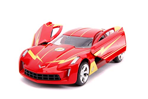 Jada Toys The Flash 2009 Chevy Corvette Stingray-Coche de Juguete de Die-Cast, Puertas Abiertas, Escala 1:32, Rojo (253252007)