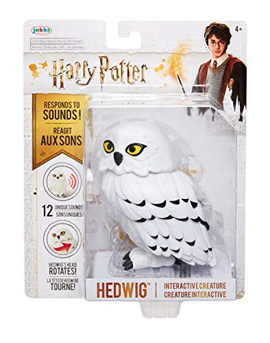 Jakks 400014 Harry Potter Hedwig - Figura interactiva, Aprox. 12,7 cm, Puede Girar la Cabeza 180 Grados, con Sensor de Sonido y Sonidos de búho, Adecuado a Partir de 4 años