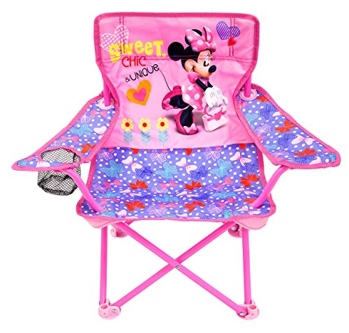 Jakks Pacific Silla de campamento Minnie para niños, silla portátil plegable N Go con bolsa de transporte, Minnie - Arcos