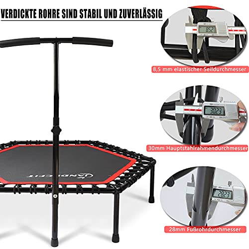 Jandecfit Fitness Trampolín,Trampolín Profesional Fitness de 48 Pulgadas Cama Elástica Fitness con Mango Ajustable para Uso en Exteriores e Interiores Adult Professional Gym，Peso Máximo 150 kg