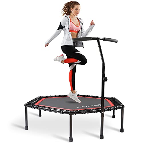 Jandecfit Fitness Trampolín,Trampolín Profesional Fitness de 48 Pulgadas Cama Elástica Fitness con Mango Ajustable para Uso en Exteriores e Interiores Adult Professional Gym，Peso Máximo 150 kg