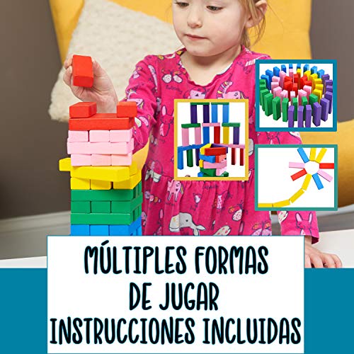 Jaques of London Tumble Tower - Multiusos 3 EN 1 - Juego Familiar / Bloques de construcción / Multicolor Tumble Tower - Calidad Juego de construcción de Jaques - Jugando Bloques Desde 1795