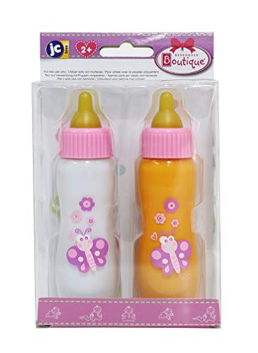 JC TOYS- Accessories Biberones para muñecos, Color Rosa (81060)