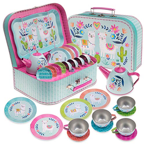Jewelkeeper Joyero - Juego de té de Juguete para niños & Estuche - Diseño de Llama