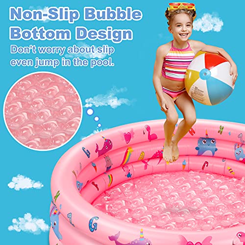 Jojoin Piscina Hinchable Infantil, Piscina de Agua para Niños con Base Hinchable, Material Plástico de PVC, Piscina de Interior al Aire Libre, Fiesta de Agua de Verano 115 CM * 30 CM