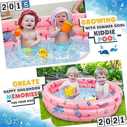 Jojoin Piscina Hinchable Infantil, Piscina de Agua para Niños con Base Hinchable, Material Plástico de PVC, Piscina de Interior al Aire Libre, Fiesta de Agua de Verano 115 CM * 30 CM