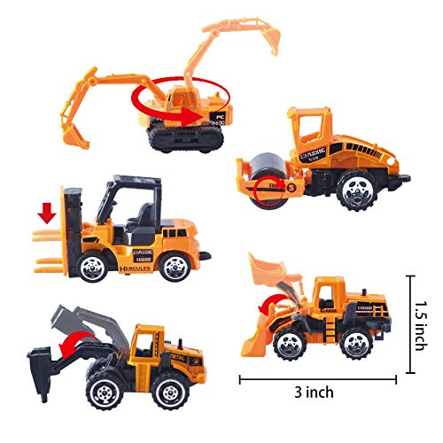 JOYIN Camión de ingeniería 11 En 1 Diecast Coche Juguetes Vehículo de Construcción Carrier Truck para Niños