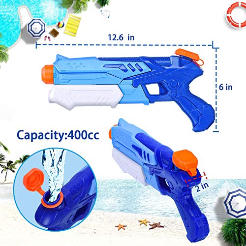 Joyjoz 2 Pack Pistolas de Agua 400ML Pistola Blaster de Agua para Verano Piscina Al Aire Libre Playa Diversión Acuática para Niños Adultos