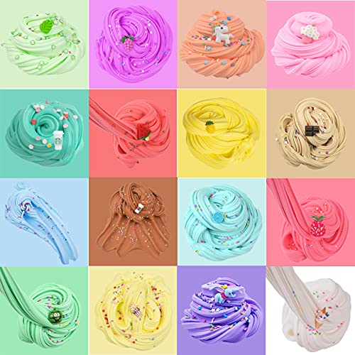 Juego de 20 kits de Fluffy Butter Slime con Slime blando Deja Fait, sandía roja, crema helada blanca, café azul, supersuave y antiadherente, juguete antiestrés para niños y niños