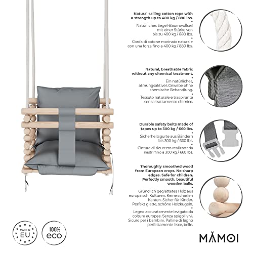 Juego de columpio para bebé, columpio de madera, ideal como columpio de bebé, columpio de jardín, columpio interior 2 en 1, columpio 3 en 1 que crece con niño, incluye cinturón de seguridad