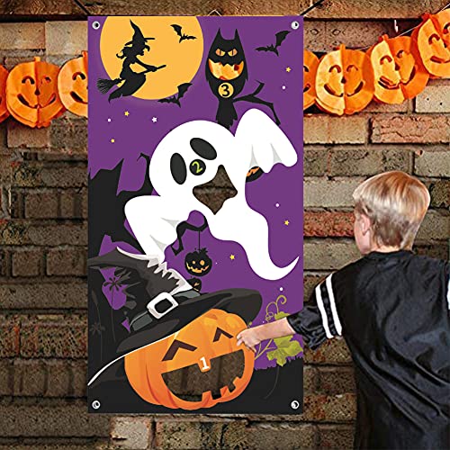 Juegos de fiesta de Halloween para niños, calabaza, fantasmas, brujas, juego con 3 pufs, decoración divertida