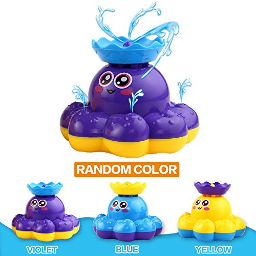 Juguete de Baño Funcorn, Pulpo Rociador de Agua Electrónico (Color Aleatorio) Puede Rotar con Fuente, Flota en Bañera, Ducha, Baño, Piscina Juguete para Bebé, Niño, Fiesta Infantil - Bomba de Agua