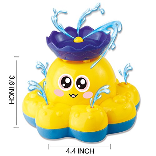 Juguete de Baño Funcorn, Pulpo Rociador de Agua Electrónico (Color Aleatorio) Puede Rotar con Fuente, Flota en Bañera, Ducha, Baño, Piscina Juguete para Bebé, Niño, Fiesta Infantil - Bomba de Agua