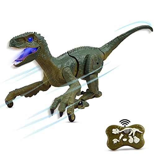 Juguete de dinosaurio con mando a distancia, juguete iluminado con mando a distancia, batería integrada de 1200 mAh para niños y niñas