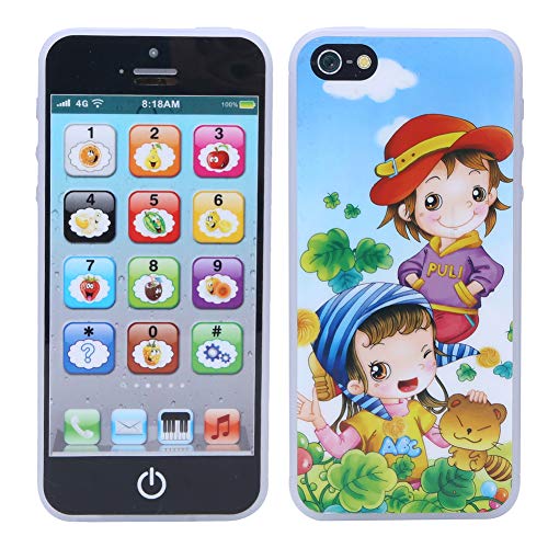 Juguete de teléfono de aprendizaje, pantalla táctil para niños, juguete móvil, máquina de educación temprana en inglés, música, teléfono ligero, juguete, regalo para niños(Negro)