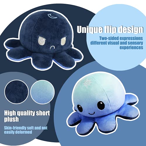 Juguetes de Peluche Pulpo Doble Cara,Pulpos Reversibles Gigantes Muñeca,Peluche de Pulpo Reversible Regalo de Juguete Creativo Adecuado para Niños y Niñas