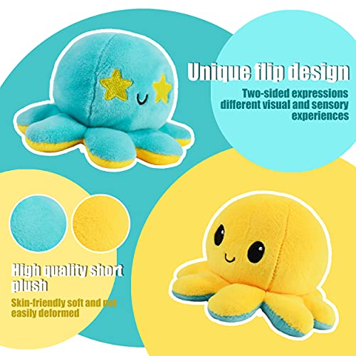 Juguetes de Peluche Pulpo Muñeca, Pulpos Reversibles Peluche de Doble Cara,Pulpo Reversible Puede Muñeca Puede Expresar el Estado de ánimo Adecuado Para Niños, Niños y Niñas