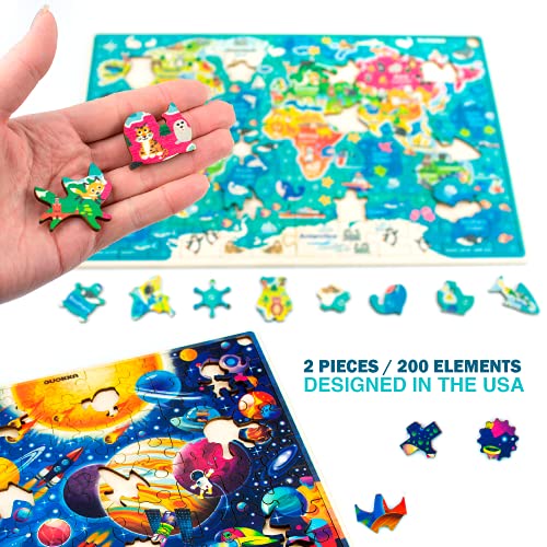 Juguetes Niños 3 4 5 Años - 2 Montessori Juegos Puzzles Infantiles de Madera - Regalo Rompecabezas Animales Educativos para Niñas y Niños 6 7 8