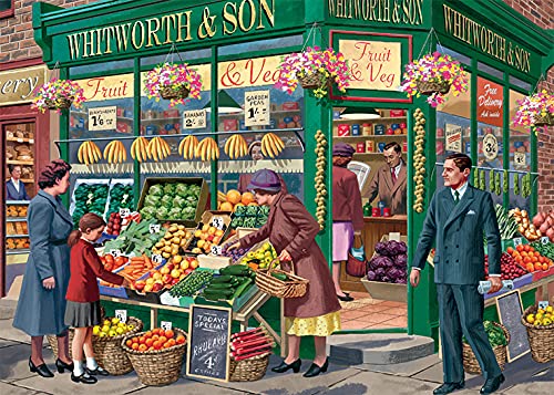 Jumbo Spiele- Corner Shops-4x 1000 Teile Puzzle, Color Multicolor. (11329)