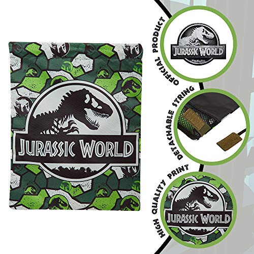 Jurassic World Mochila Niño de Cuerdas, Mochila Deporte Saco, Mochila Cuerdas para Gimnasio Viajes Colegio, Regalos para Niños y Adolescentes