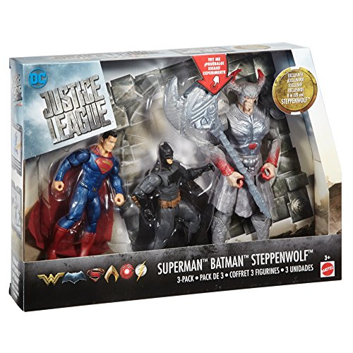Justice League - Pack de 3 muñecos Batman, Superman y Steppenwolf (Mattel FGG57)