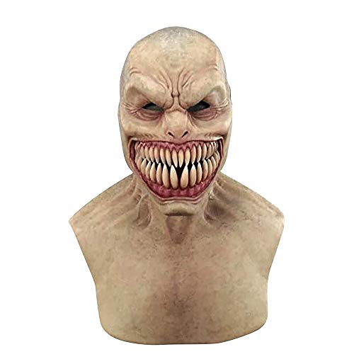 JustPe Máscara de Cabeza Completa de Miedo de Halloween Terror Gaptooth Demon Stalker Novedad Máscaras de Terror de Látex Cara de Payaso Cubierta Realista de La Cara del Diablo