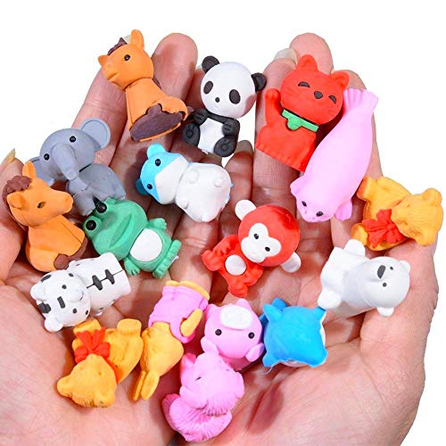 JZK 32 x Gomas borrar animal pequeño borrador juguete desmontable para niños regalo fiesta de cumpleaños navidad oficina escuela papeleria suministros