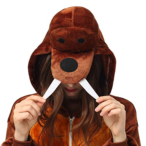 Katara- Pijamas Enteros Diferentes Animales y Tamaños, Adultos Unisex, Color morsa marrón, Talla 165-175cm (1744)