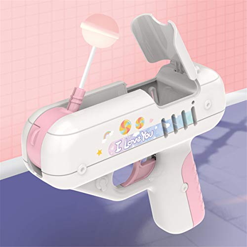 KFEK Lollipop Storage, Juguetes novedosos Pistola de juguete de caramelo, lanzador de pistola de piruleta, juguete ligero de almacenamiento de piruletas para niños adultos I Love You (rosa)