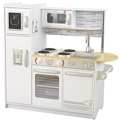 KidKraft- Cocina de juguete de madera blanca para niños con teléfono incluido para juegos de dramatización Uptown , Color Blanco (53364)