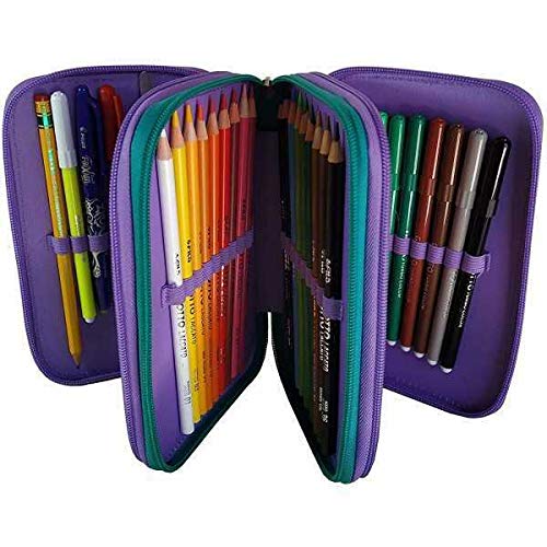 Kit completo de mochila escolar WWF A Living Planet Girl Pink tigre Tigger redondo 2020 + estuche de 3 pisos completo + agenda WWF 2020/21 + bolígrafo con purpurina y llavero con brillo