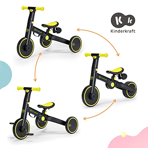 kk Kinderkraft Triciclo 3 en 1 4TRIKE, Minibicicleta, Plegado, Siento ajustable, Negro