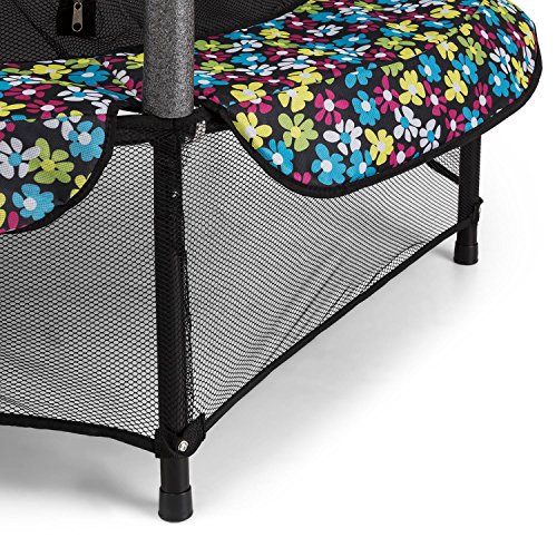 Klarfit Rocketkid 5 cama elástica infantil (140 cm de diámetro, red de seguridad, apta para exterior o interior, peso máximo 50 kg, cuerdas elásticas ocultas, varillas acolchadas, gran estabilidad) -
