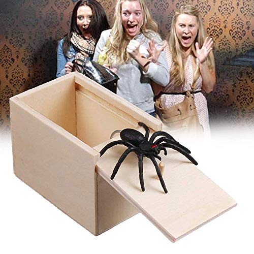 Klinkamz 1 Unids Broma De Madera Araña Asustar Caja Caja Broma Realista Sorpresa Divertida Juguete Gag